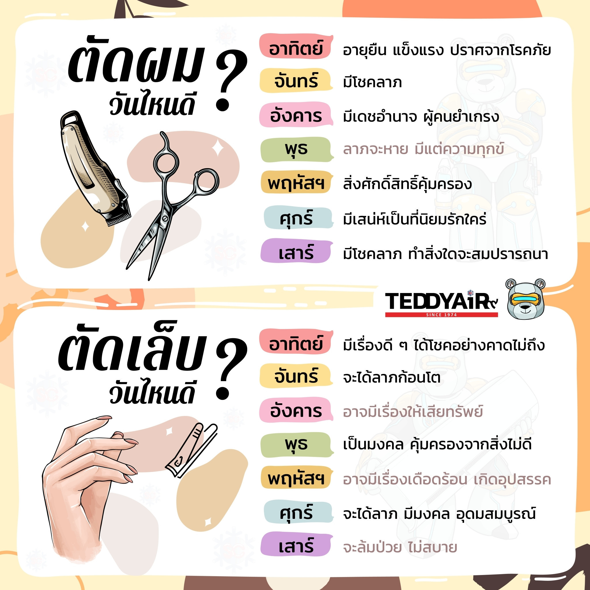 ตัดผมวันไหนดี ตัดเล็บวันไหนดีกันยายน 2568 สำหรับคนเกิดวันเสาร์